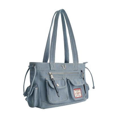 True Religion Multi-Pocket Denim Tote, DENIM