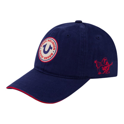 True Religion Round Woven Patch Dad Cap With Cotton Twill,Navy