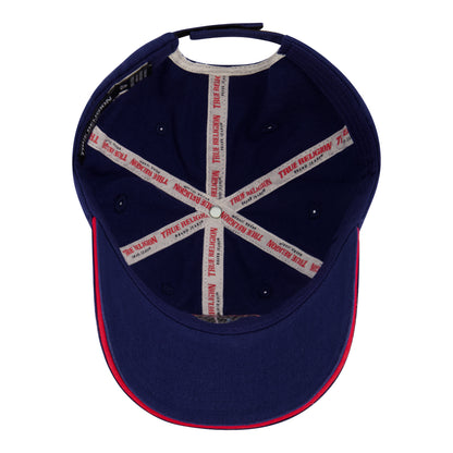 True Religion Round Woven Patch Dad Cap With Cotton Twill,Navy