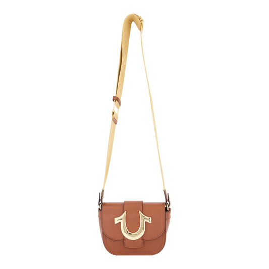 True Religion Mini Flap Crossbody, Cognac