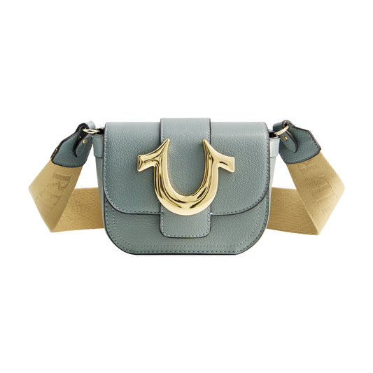 True Religion mini flap crossbody, light blue