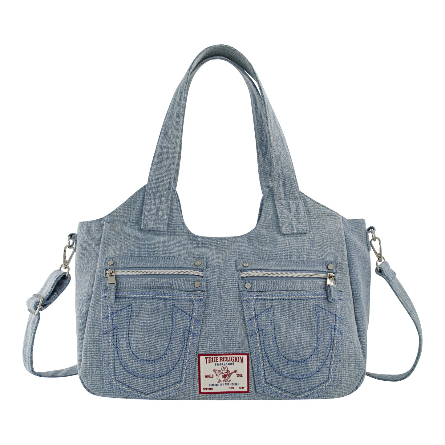 True Religion Horseshoe Stitch Denim Satchel, Denim