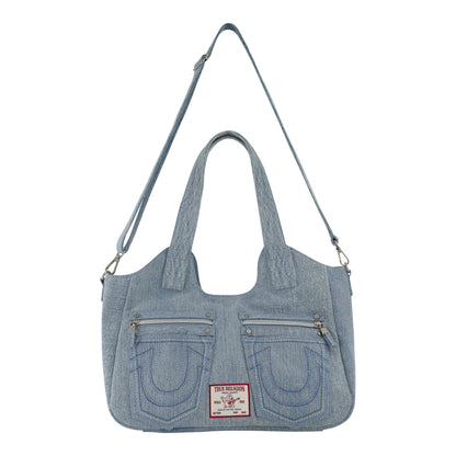 True Religion Horseshoe Stitch Denim Satchel, Denim