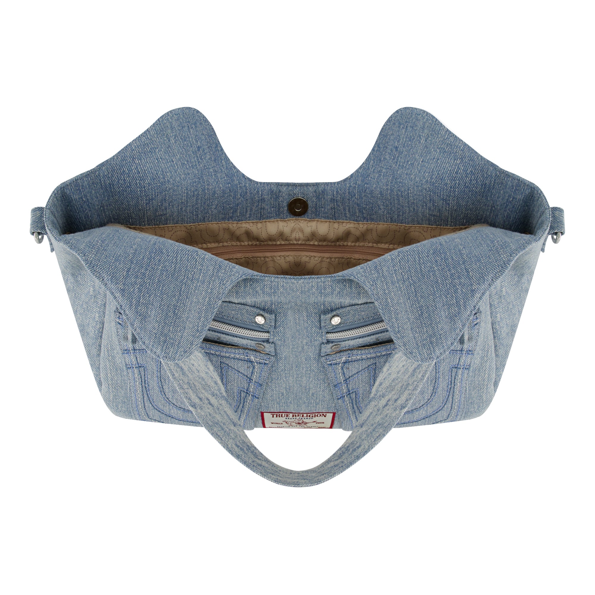 True Religion Horseshoe Stitch Denim Satchel, Denim