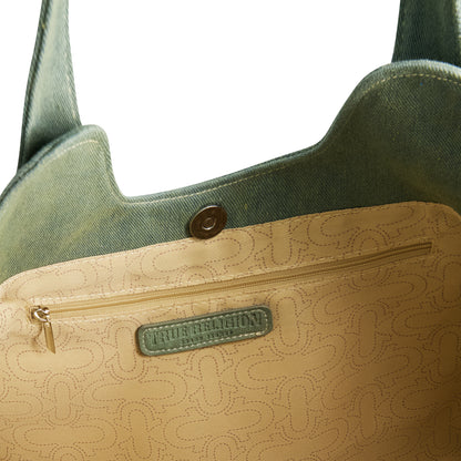 True Religion horseshoe stitch sage satchel