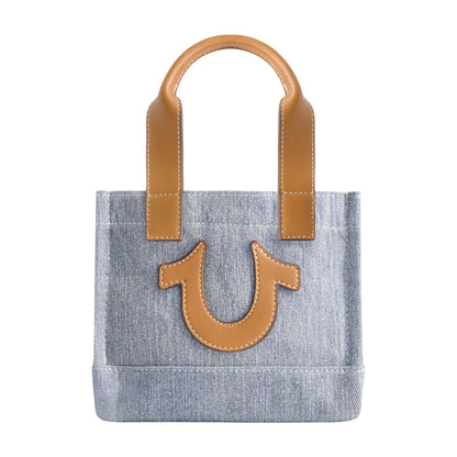 True Religion Mini Denim Tote, Light Blue