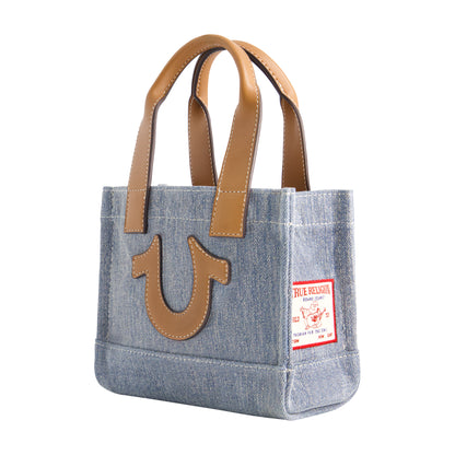 True Religion Mini Denim Tote, Light Blue