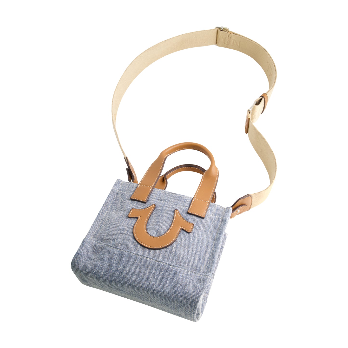 True Religion Mini Denim Tote, Light Blue