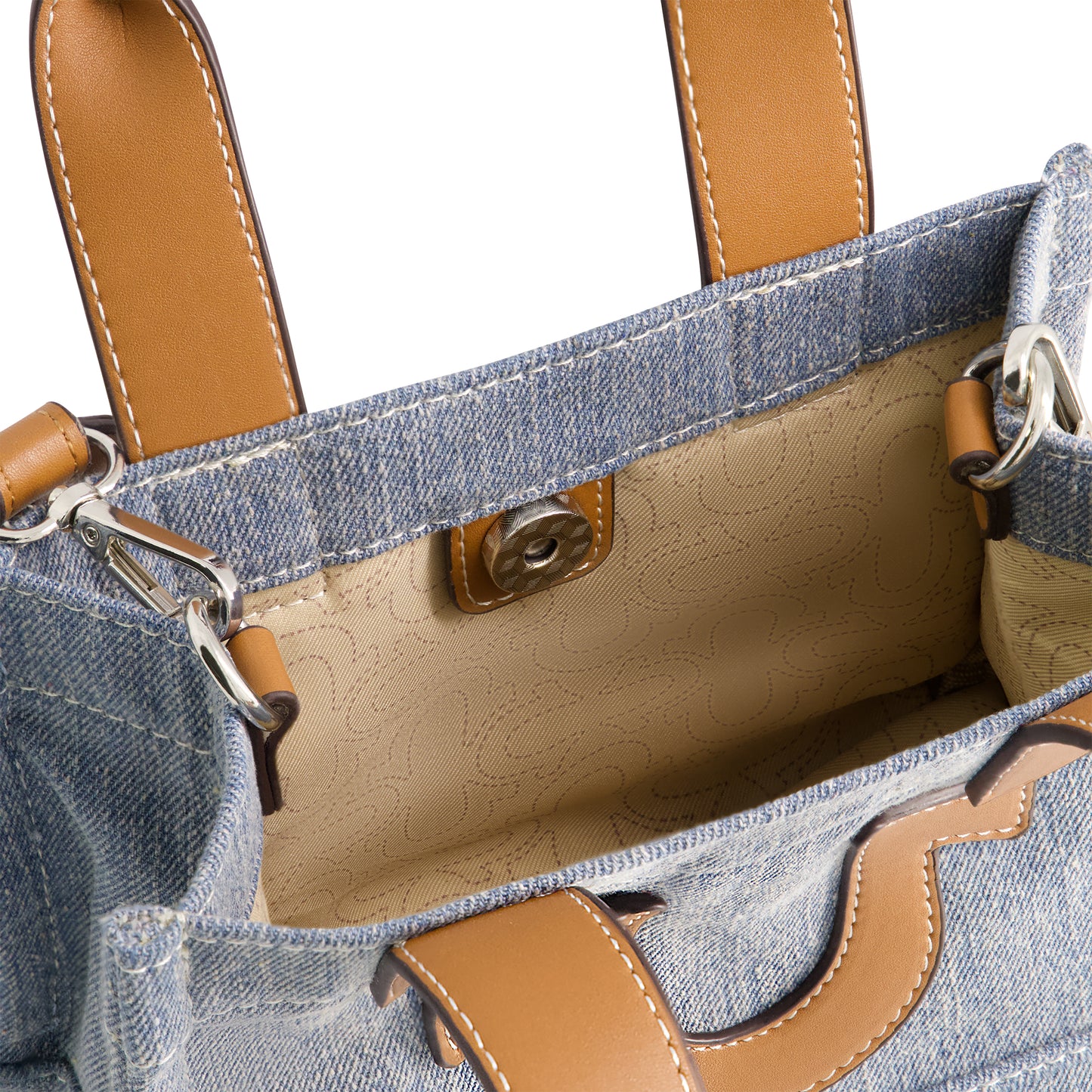 True Religion Mini Denim Tote, Light Blue