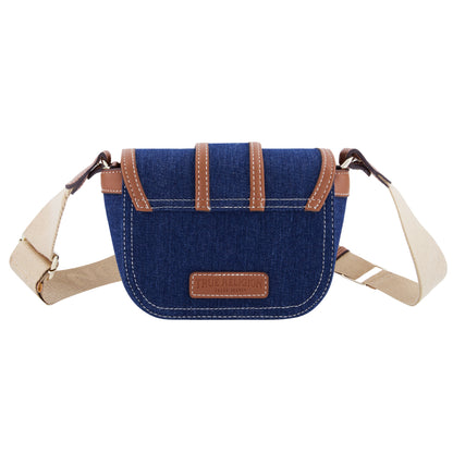 True Religion Mini Flap Denim Crossbody, Dark Denim