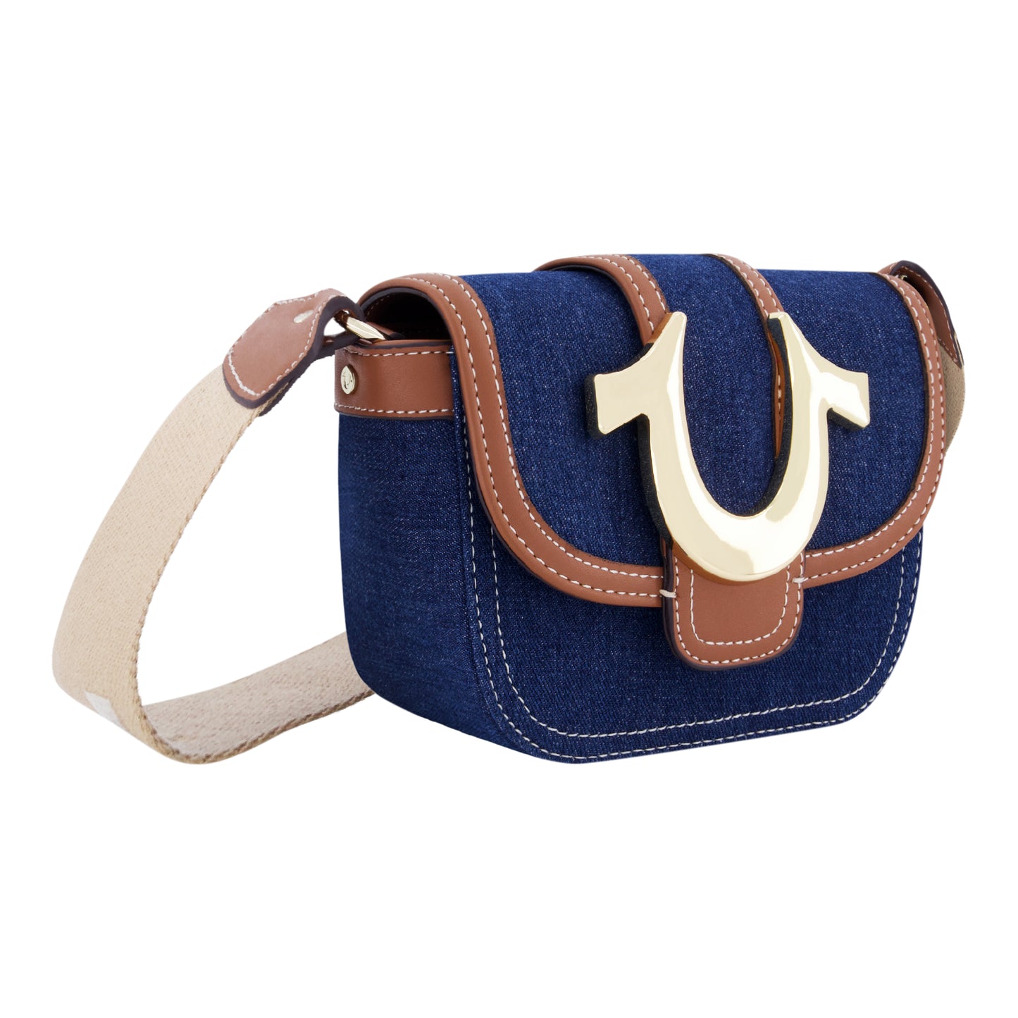 True Religion Mini Flap Denim Crossbody, Dark Denim