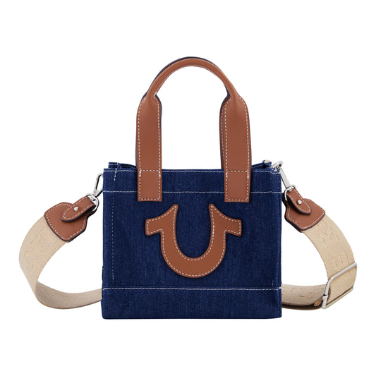 True Religion Mini Denim Tote, Dark Denim