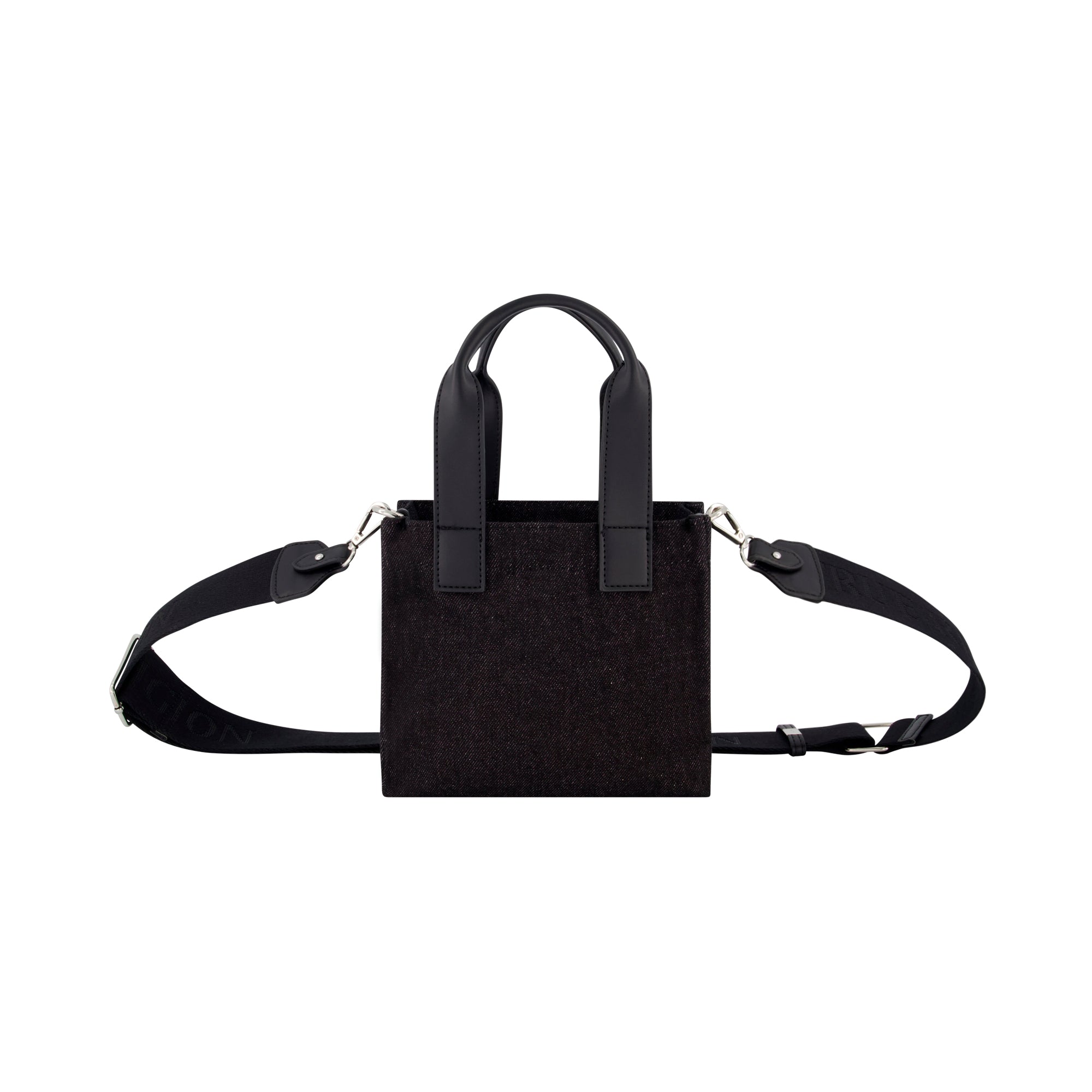 True Religion Mini Black Denim Tote, Black