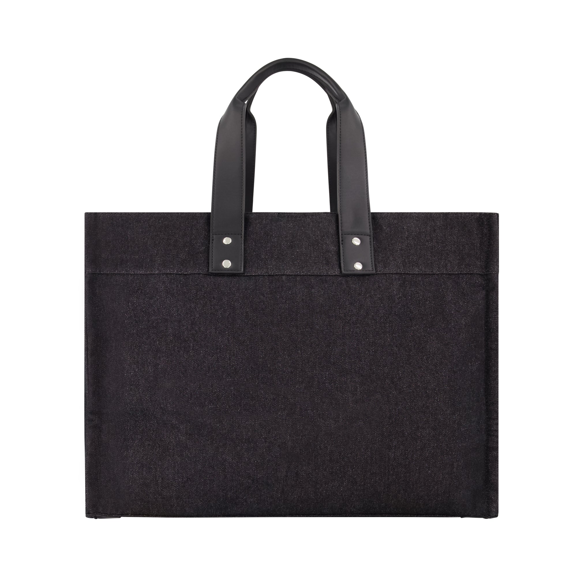 True Religion Large Washed Black Denim Tote, Black