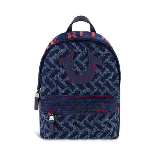 True Religion Mini Denim Logo Backpack, Dark Denim