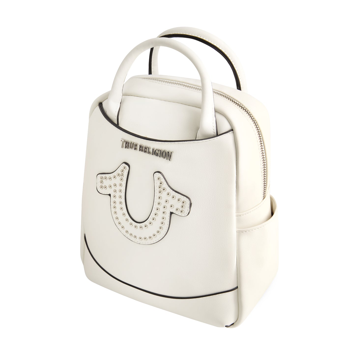 True Religion Studded Horseshoe Mini Backpack, White