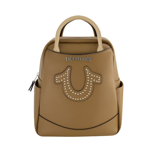 True Religion Studded Horseshoe Mini Backpack, Brown