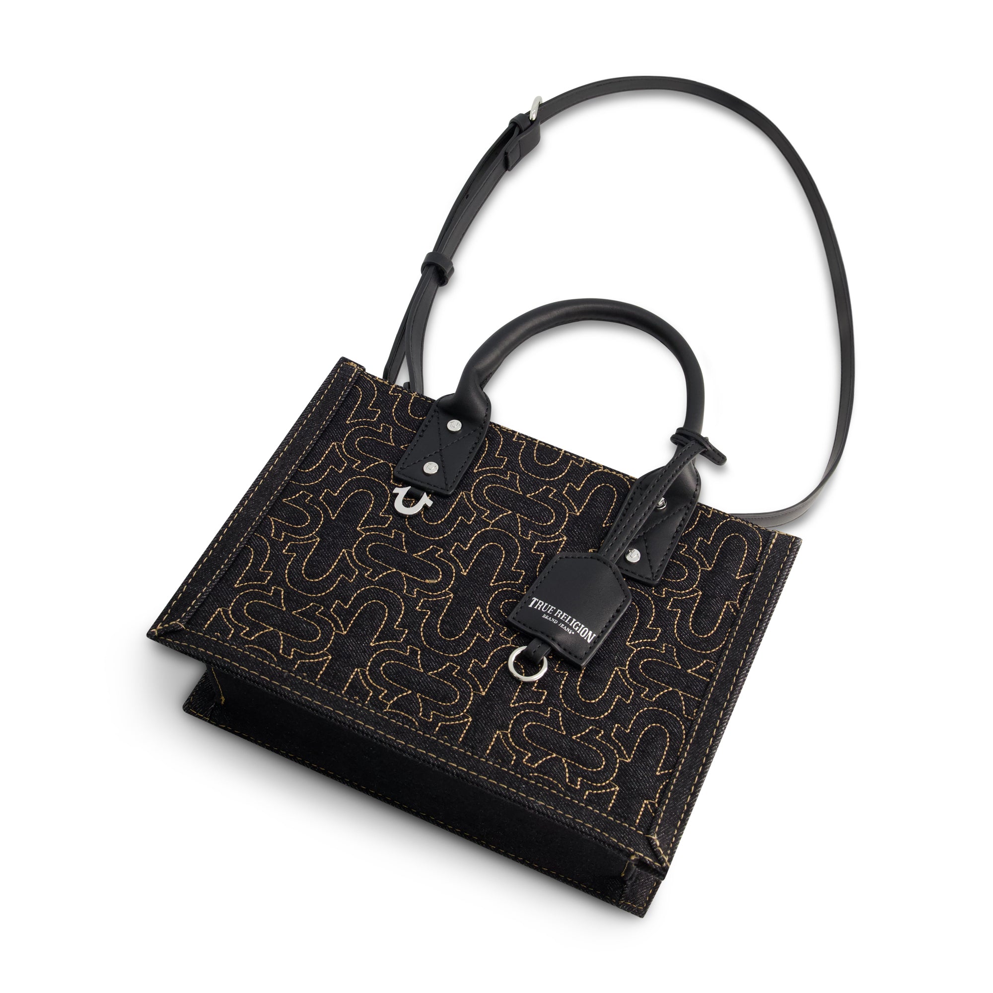 True Religion Quilted Horseshoe Modern Tote, DENIM