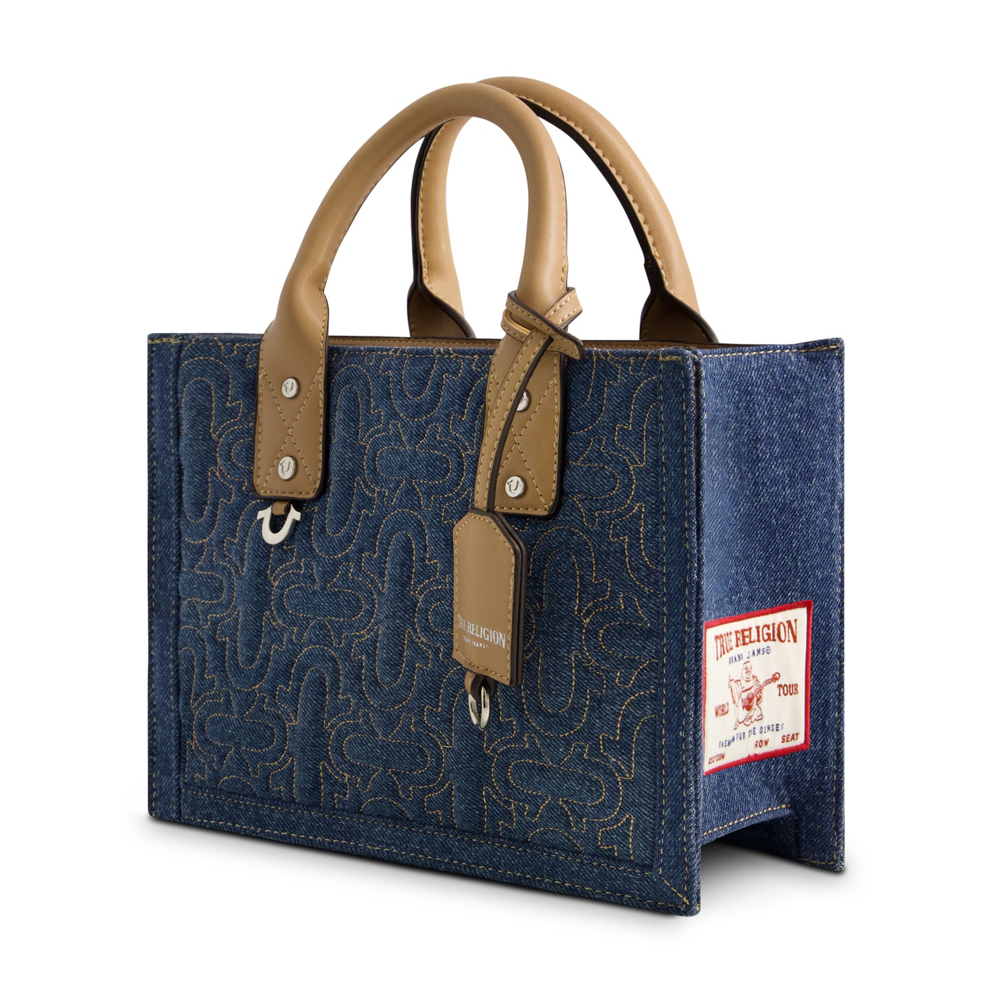 True Religion Quilted Horseshoe Modern Tote, Dark Denim