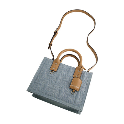 True Religion Quilted Horseshoe Modern Tote, Light Blue