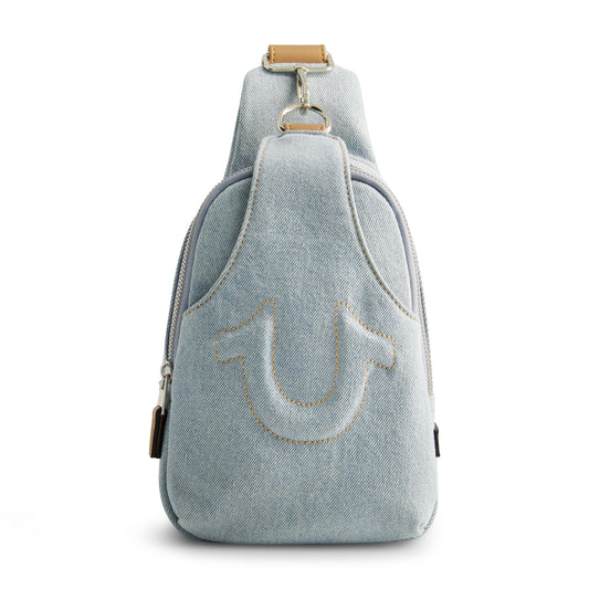 True Religion Stitched Horseshoe Sling, Light Blue