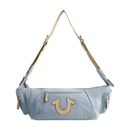 True Religion Horseshoe Motif Slouchy Hobo, Light Blue