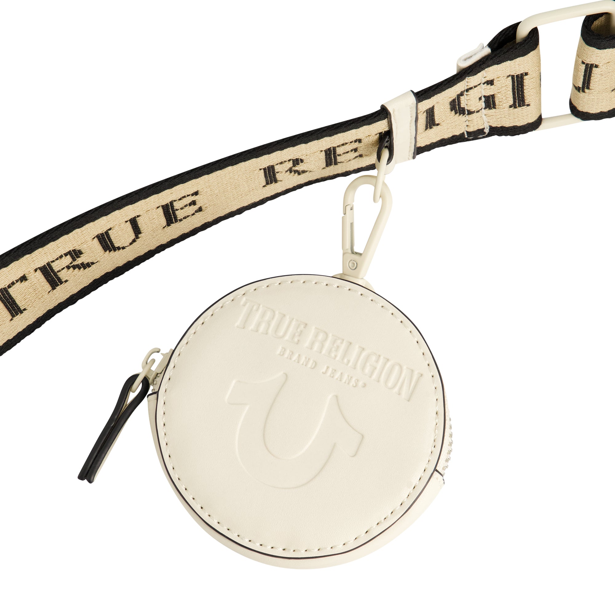 True Religion Logo Strap Crescent Hobo, Ivory