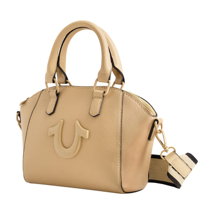 True Religion Logo Strap Mini Satchel, Camel