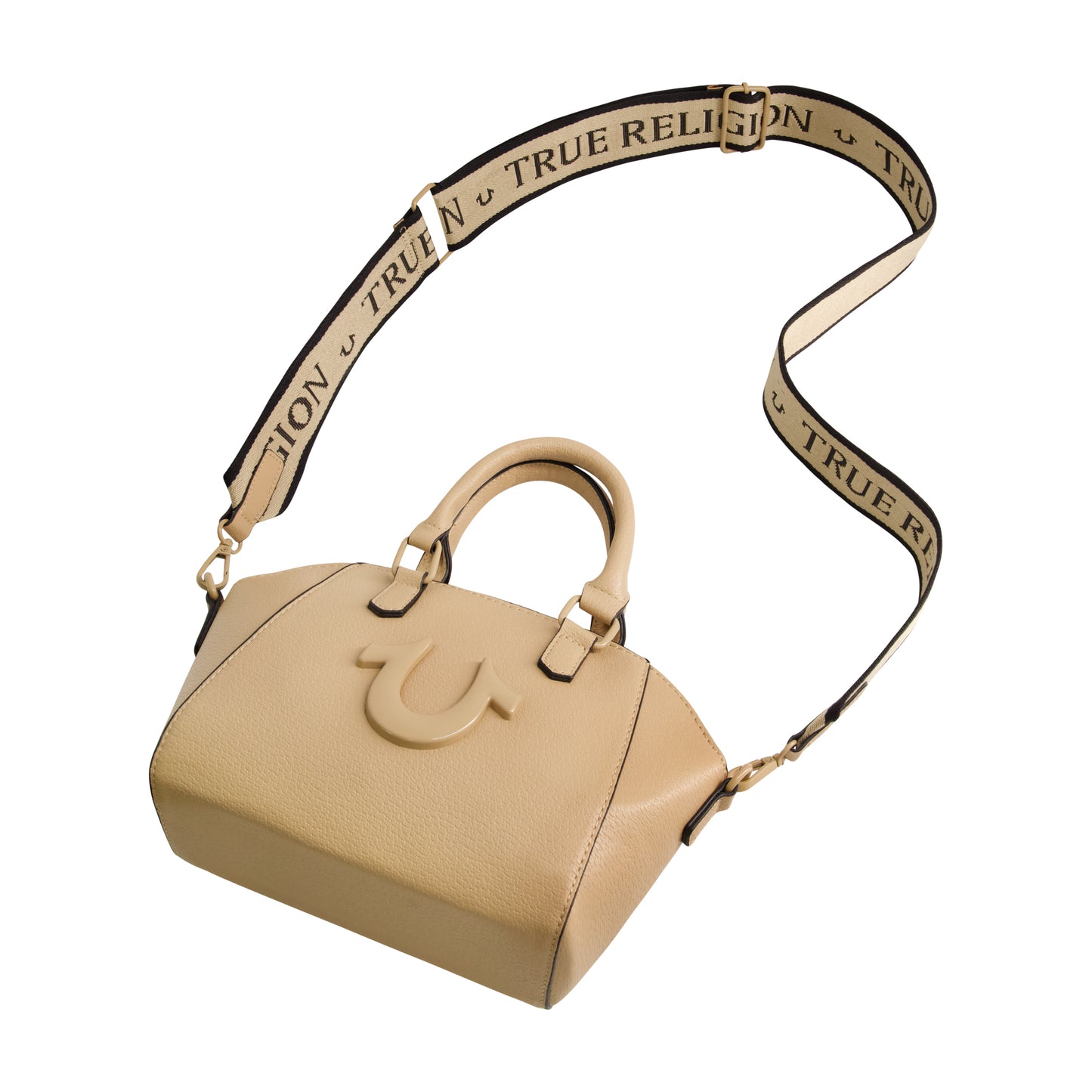 True Religion Logo Strap Mini Satchel, Camel