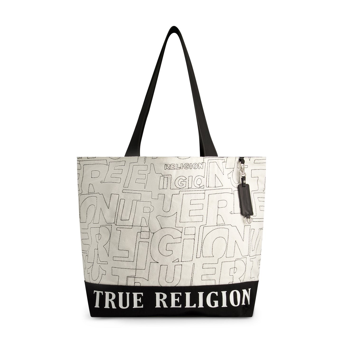 True Religion Logo Stitch Large Tote, Black