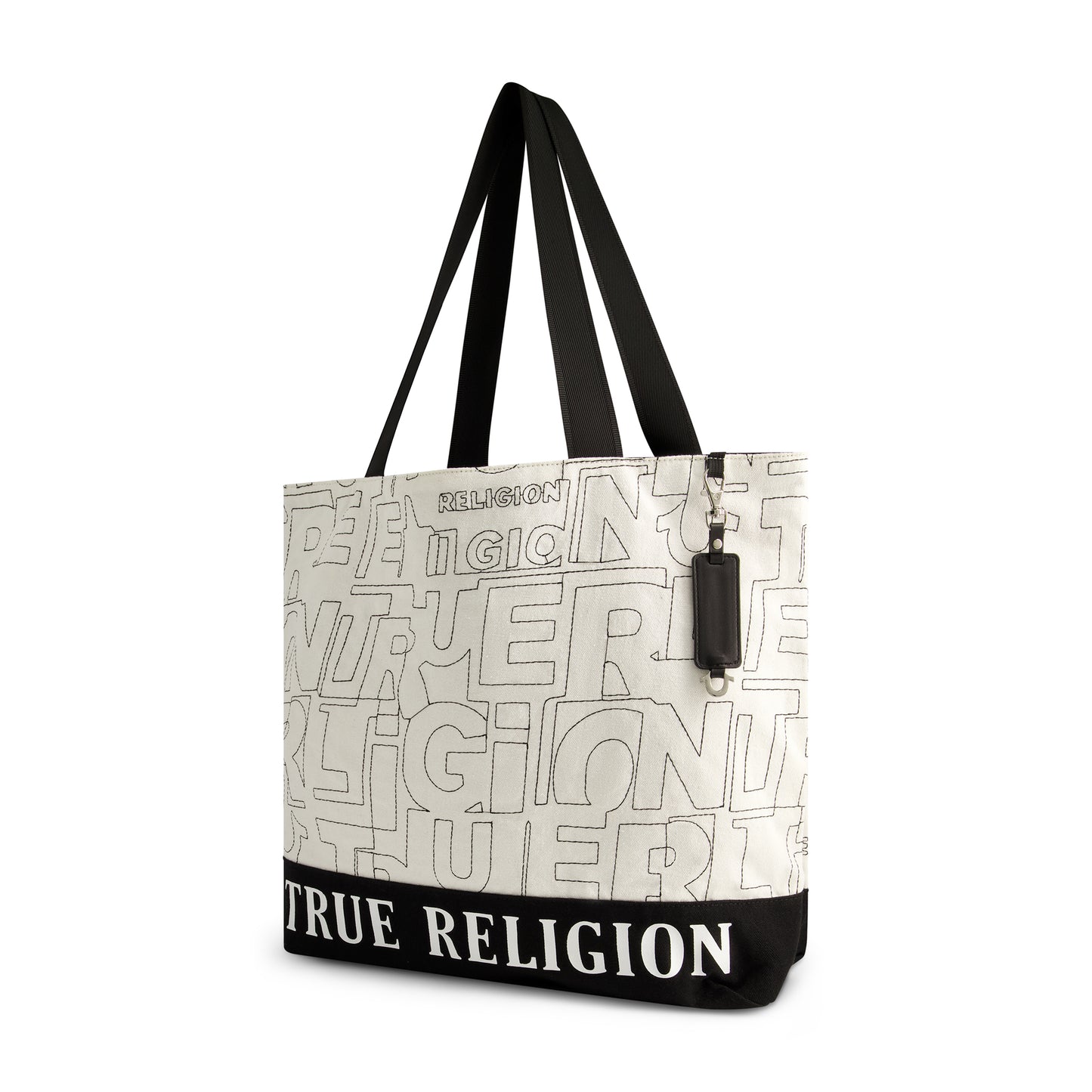 True Religion Logo Stitch Large Tote, Black