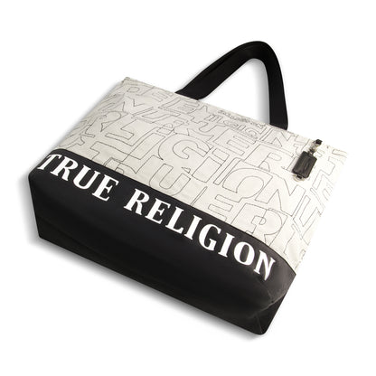 True Religion Logo Stitch Large Tote, Black