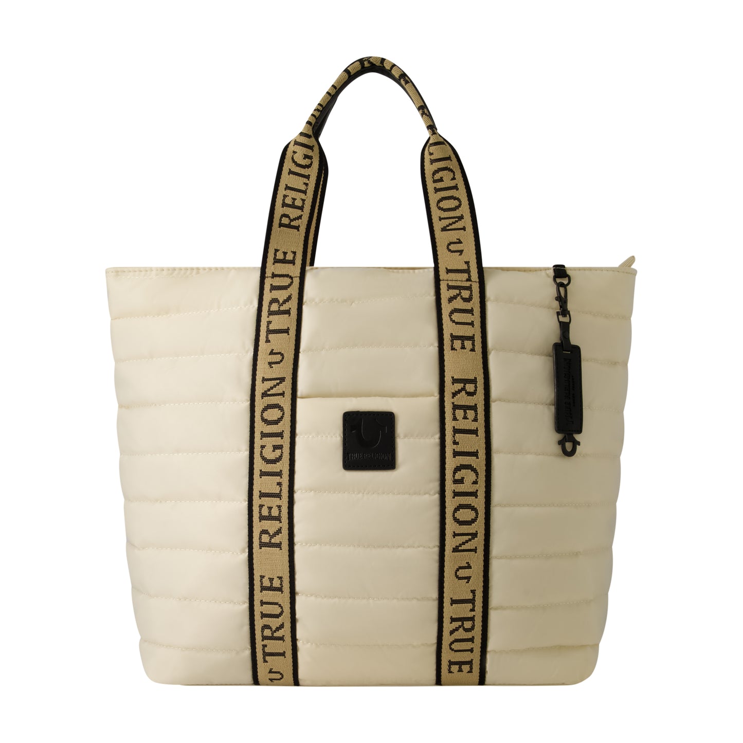 True Religion Nylon Solid Quilted Tote, Ivory