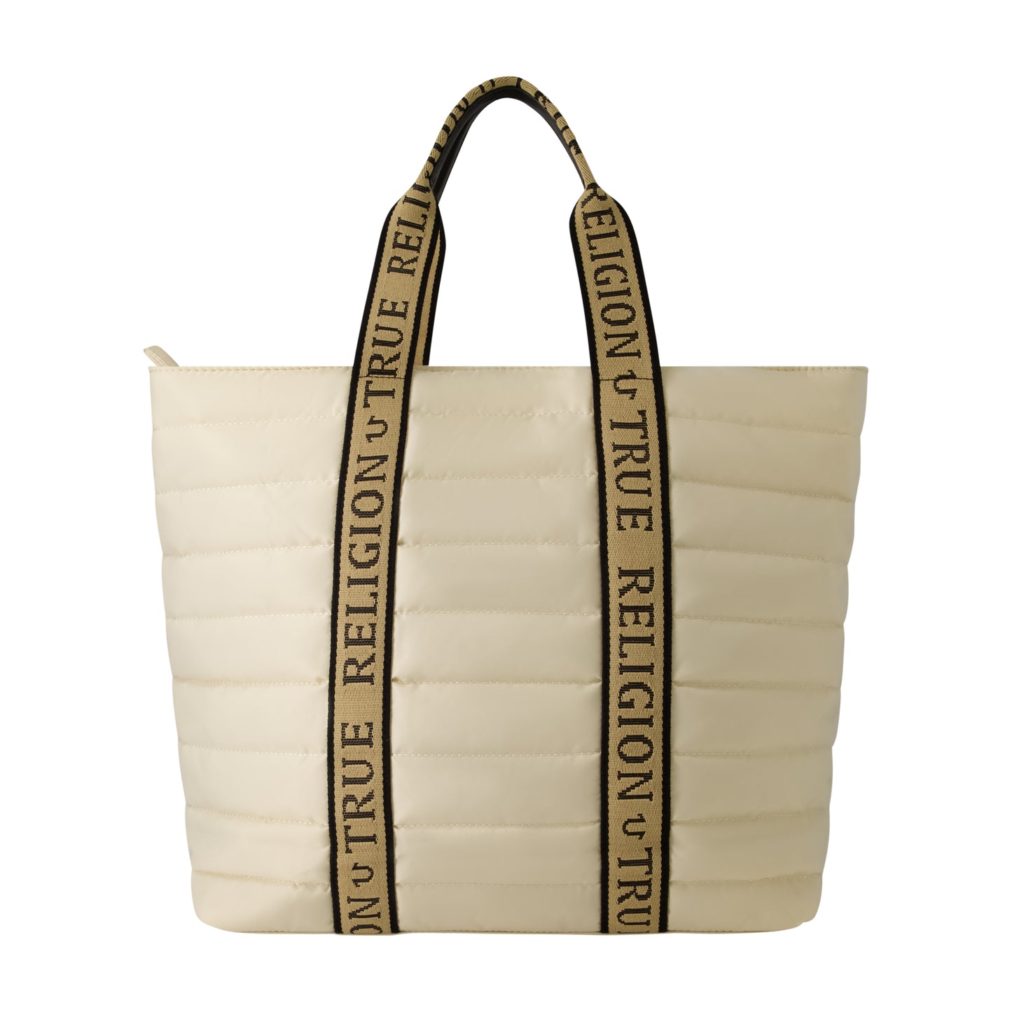 True Religion Nylon Solid Quilted Tote, Ivory