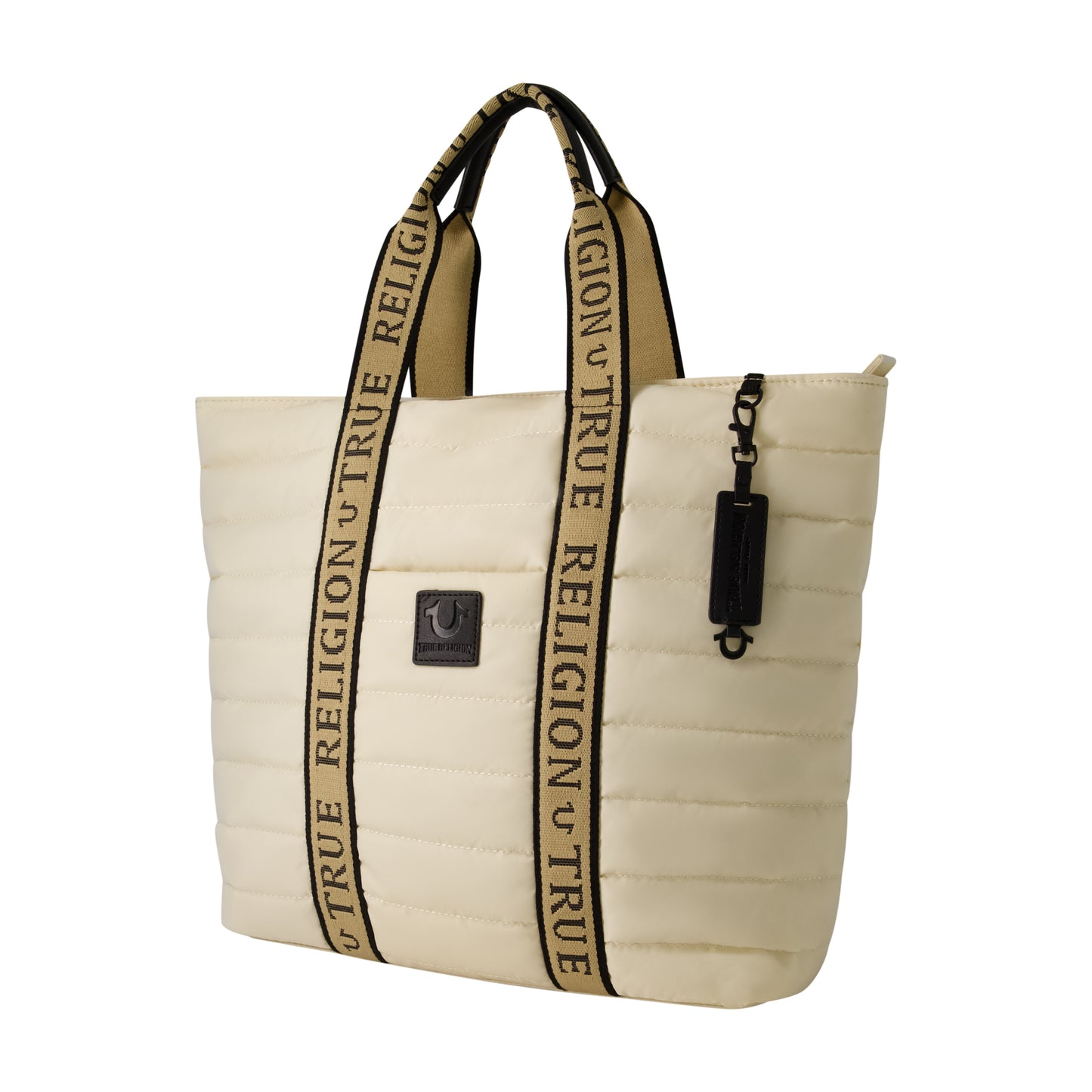 True Religion Nylon Solid Quilted Tote, Ivory