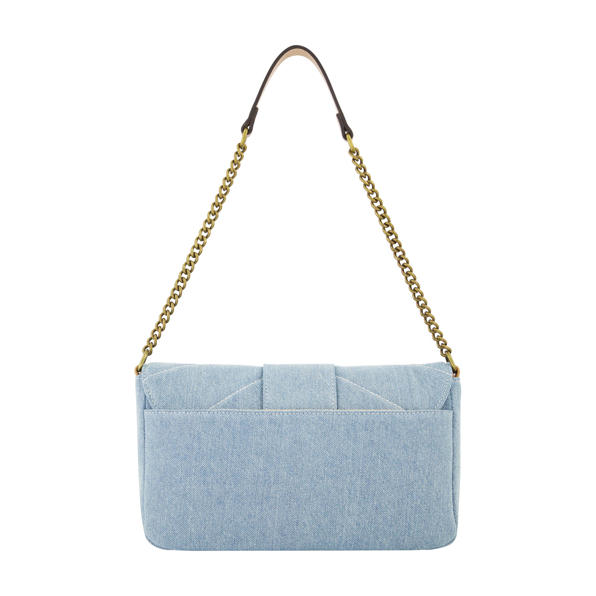 True Religion Denim Brass Hardware Flap, Light Blue