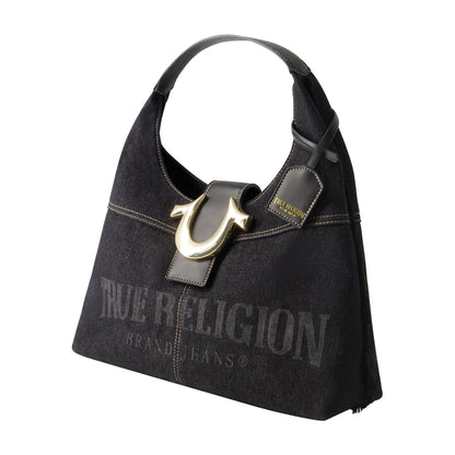 True Religion Frayed Denim Hobo, Black