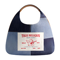 True Religion Patchwork Denim Large Hobo, Denim/Blue