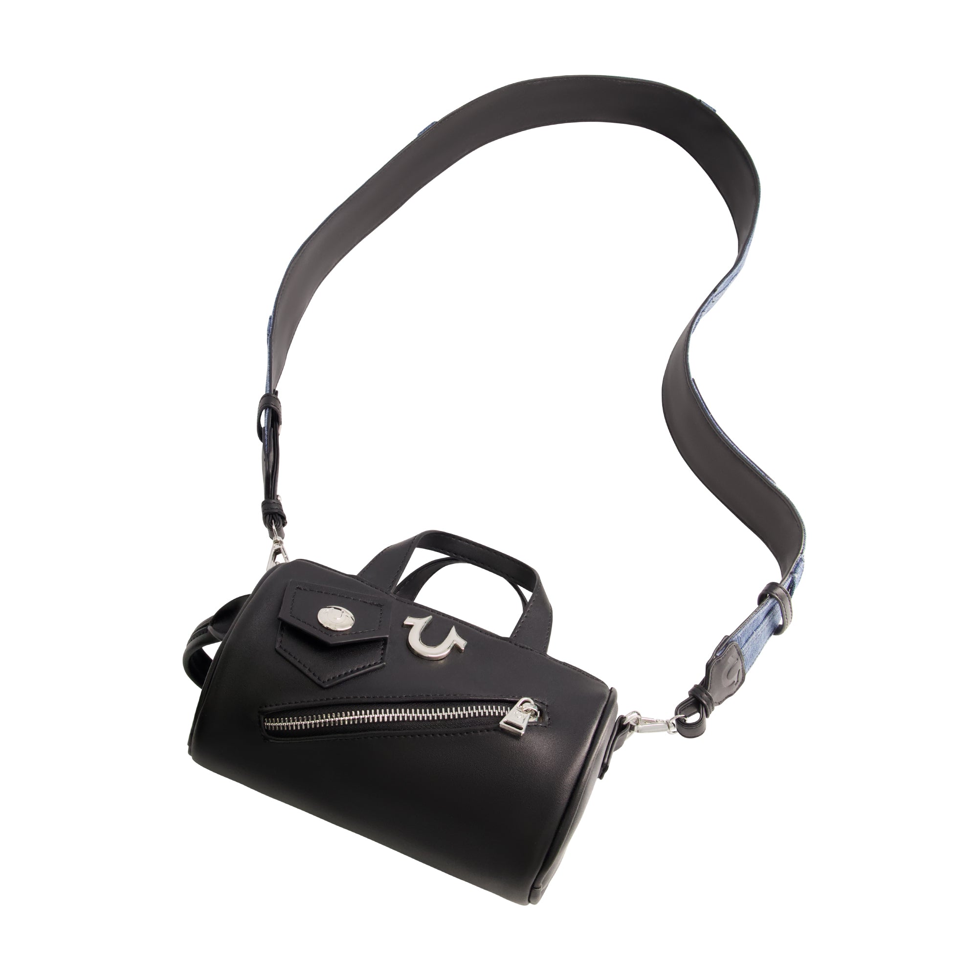 True Religion Zip Top Mini Duffle Handbag, Black