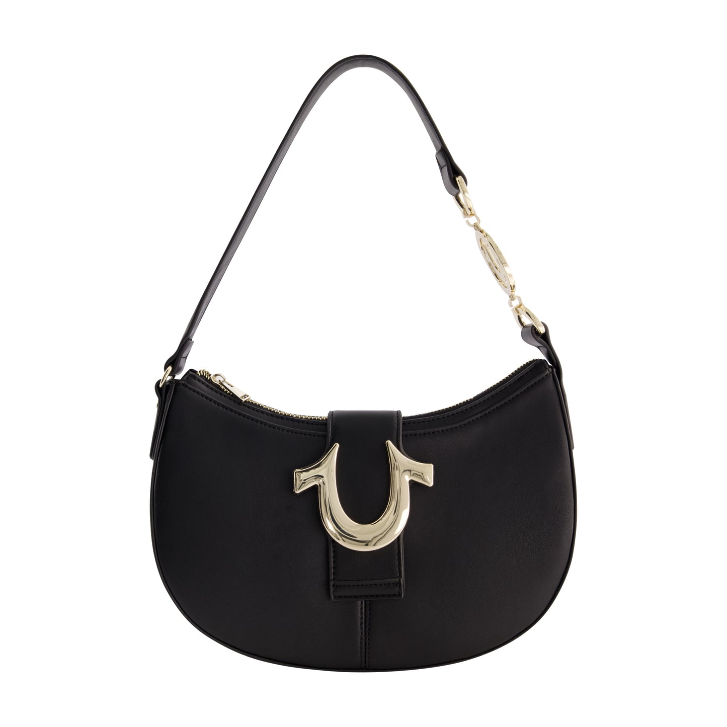 True Religion Horseshoe Strap Crescent Hobo, BLACK