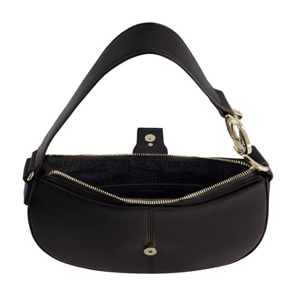 True Religion Horseshoe Strap Crescent Hobo, BLACK