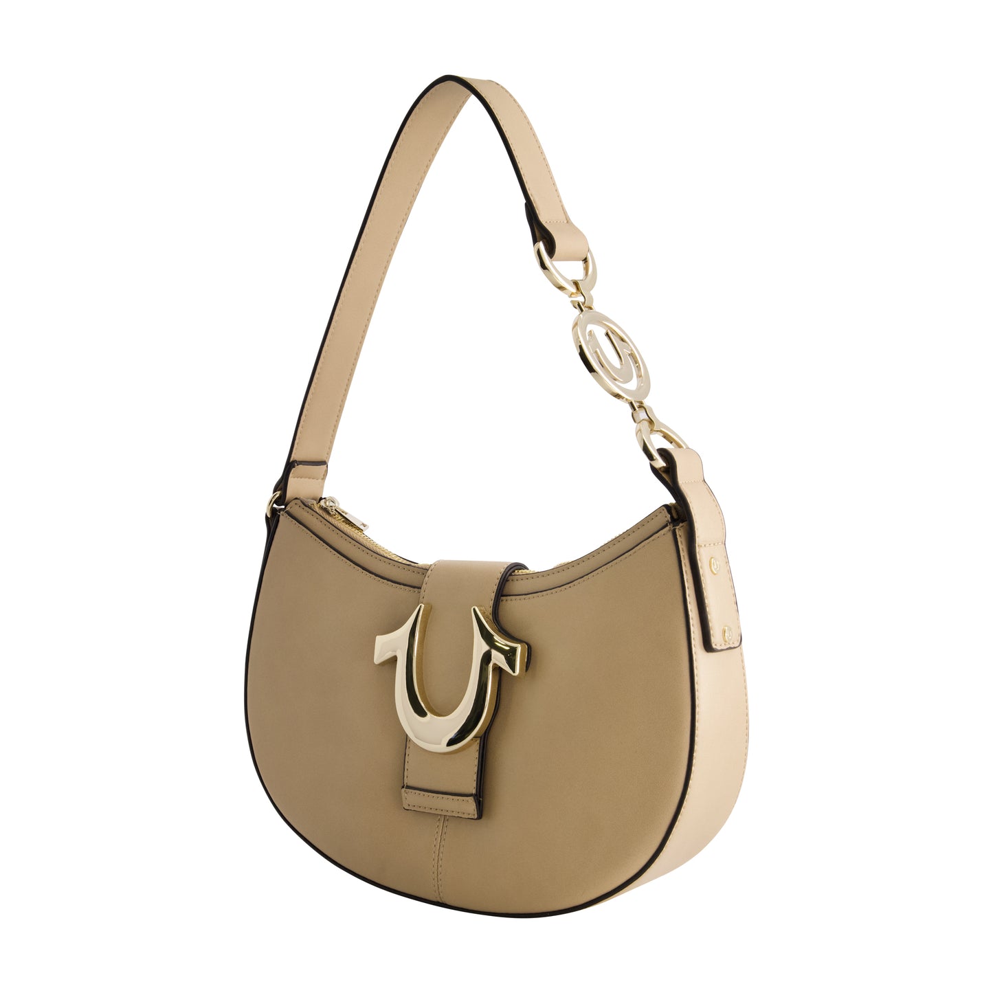 True Religion Horseshoe Strap Crescent Hobo, CAMEL