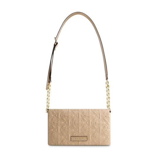 True Religion Quilted Horseshoe Flap Hobo, CAMEL