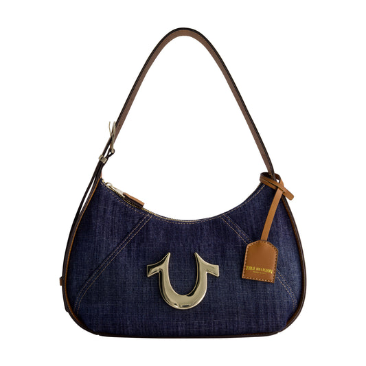 True Religion Metal Horseshoe Denim Hobo, DARK DENIM