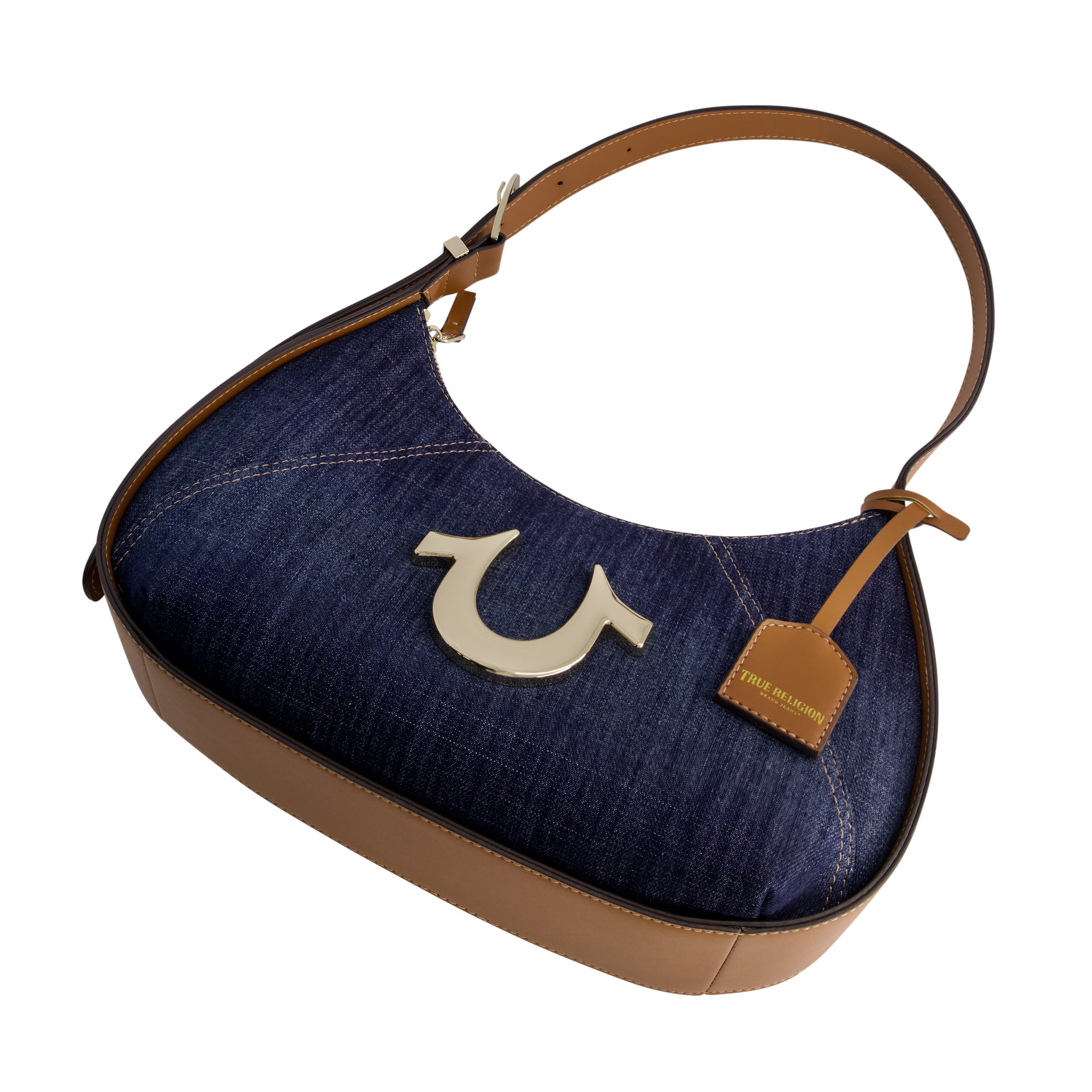 True Religion Metal Horseshoe Denim Hobo, DARK DENIM