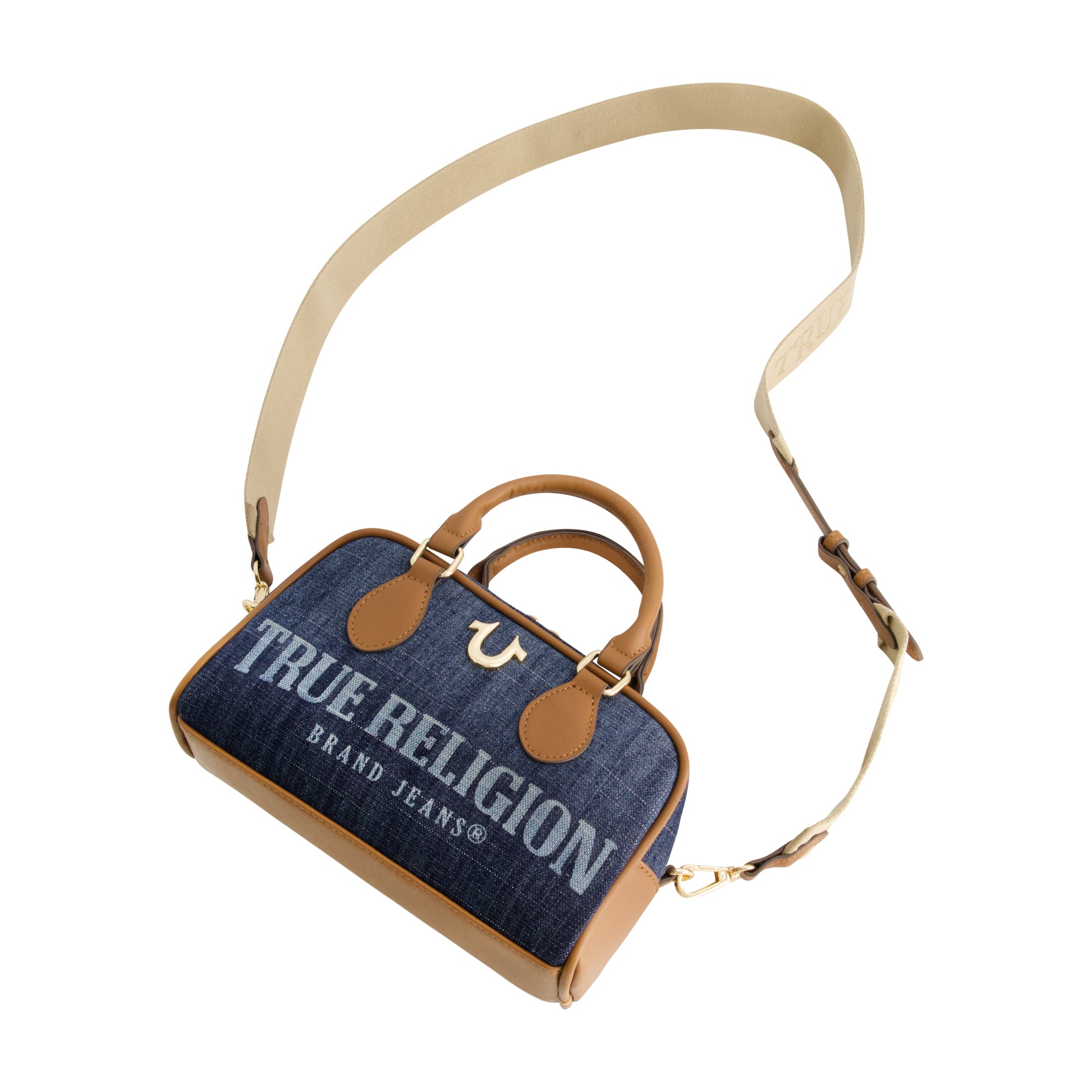 True Religion Denim Logo Mini Satchel Crossbody Bag, DARK DENIM