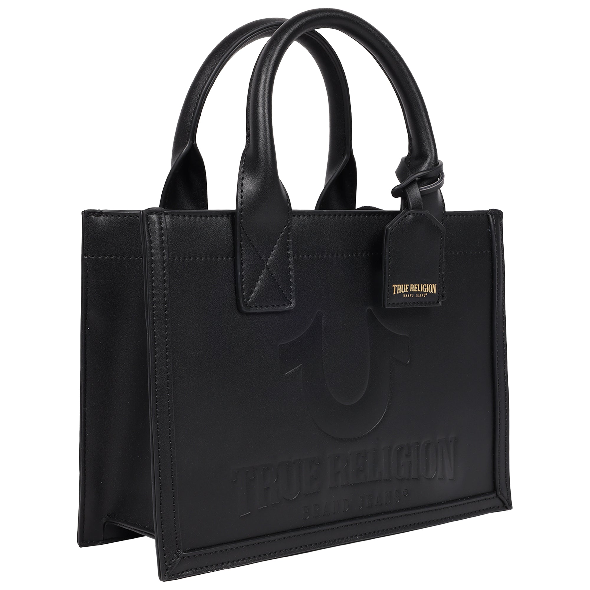 True Religion Debossed Logo Modern Tote with Removable Shoulder Strap