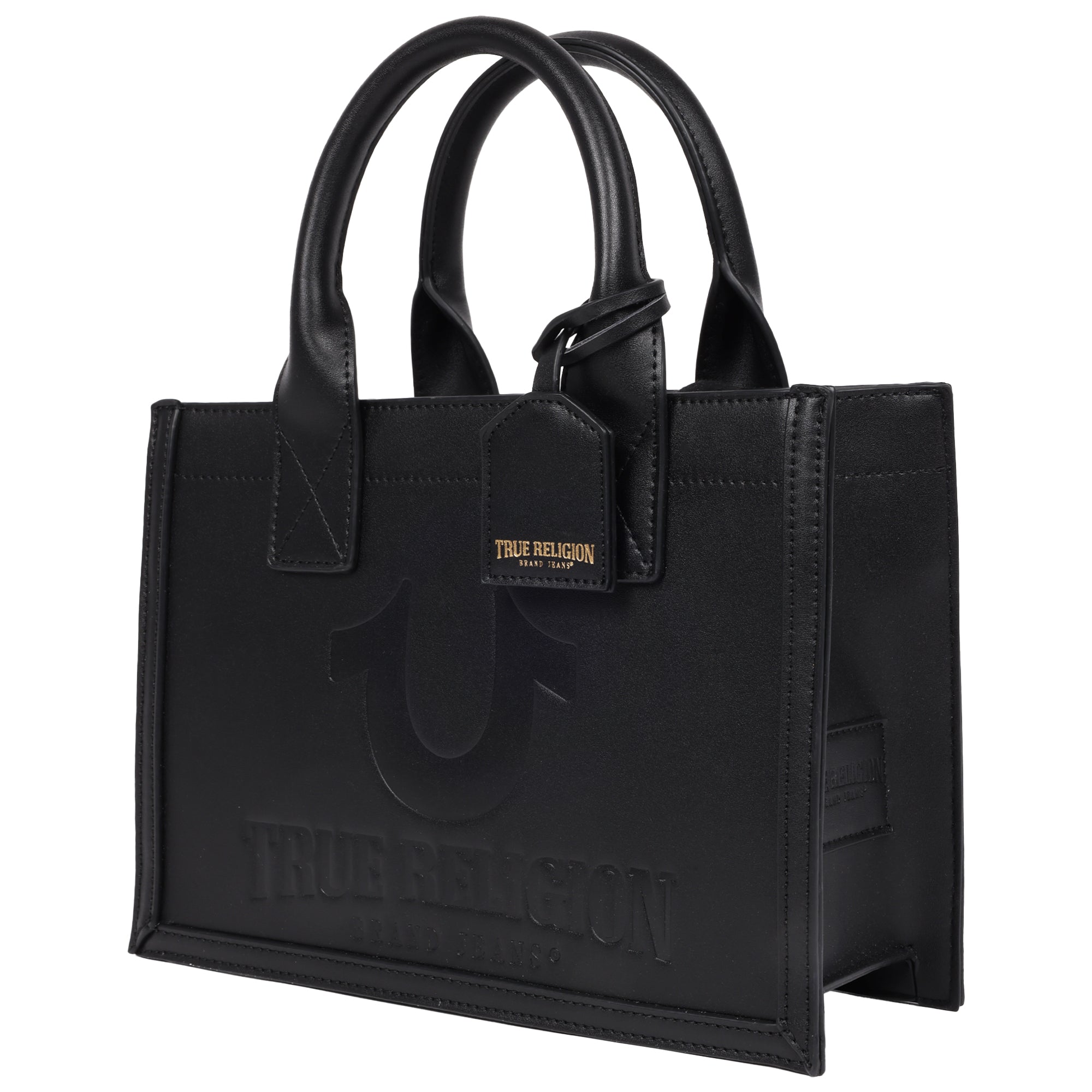 True Religion Debossed Logo Modern Tote with Removable Shoulder Strap