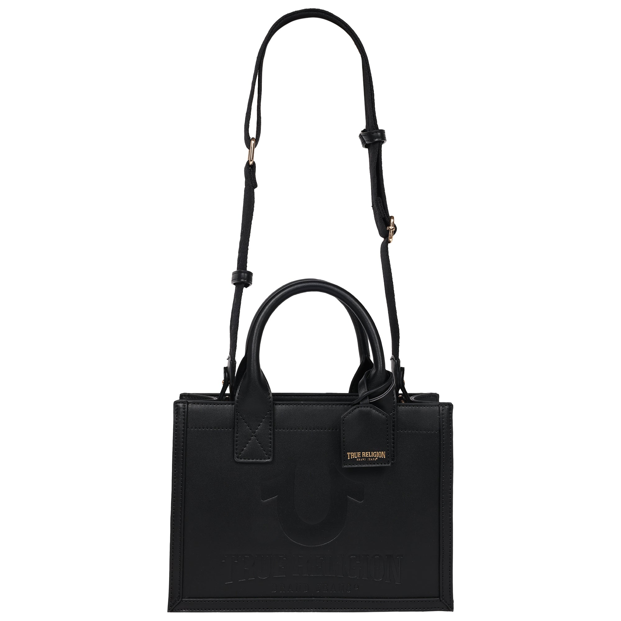 True Religion Debossed Logo Modern Tote with Removable Shoulder Strap
