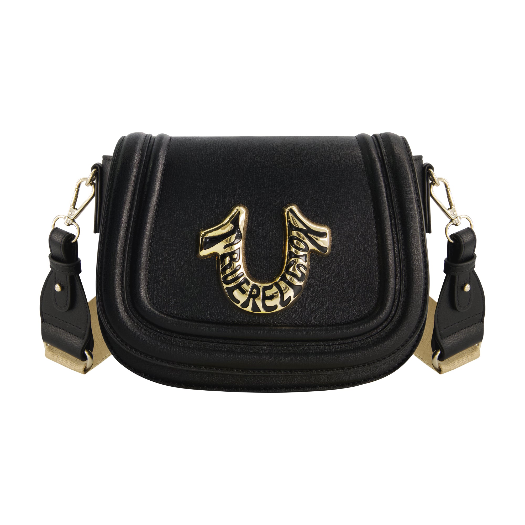 True Religion Women's Crossbody Bag with Branded Logo Detail, BLACK